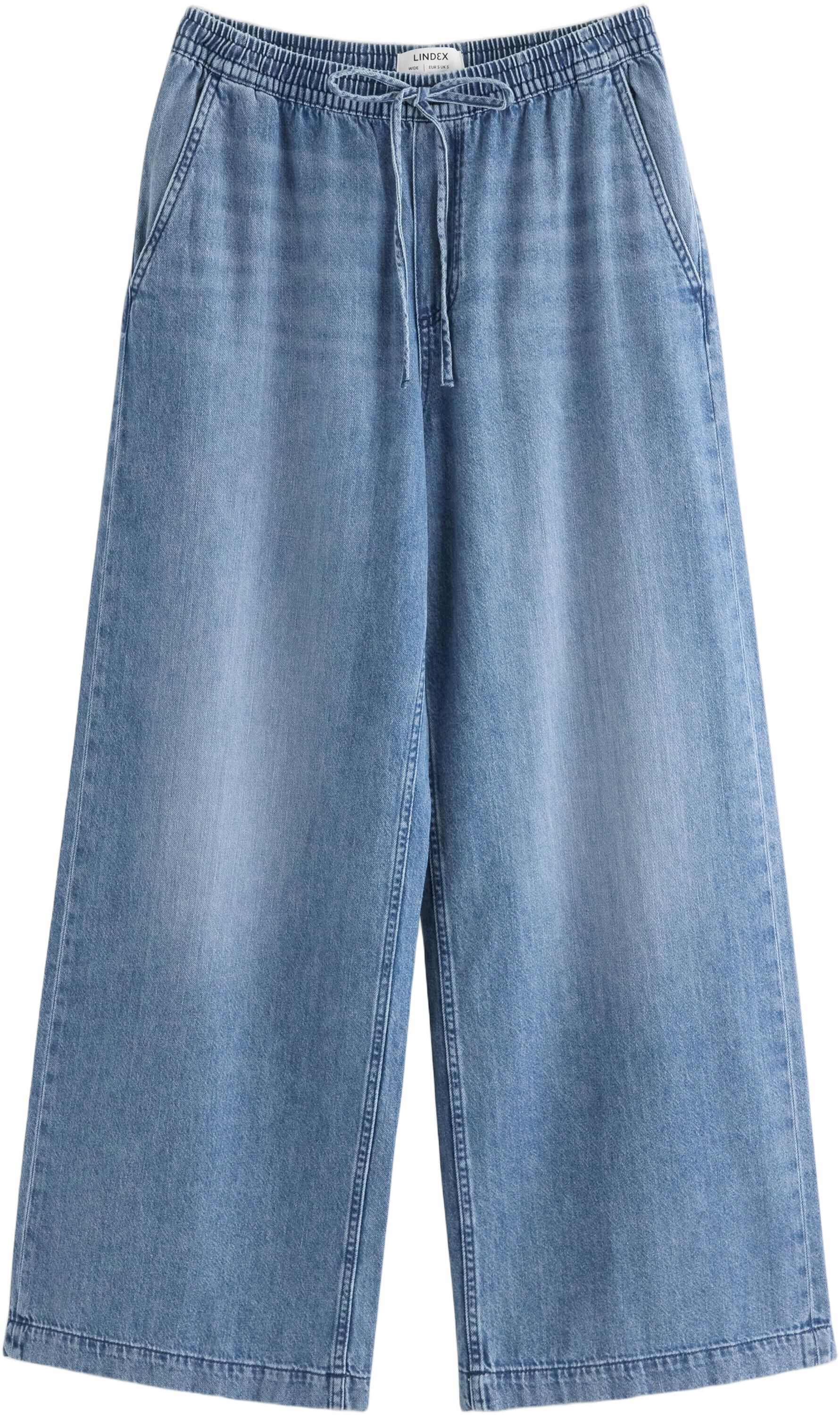 Vid denimbukse med elastisk midje o