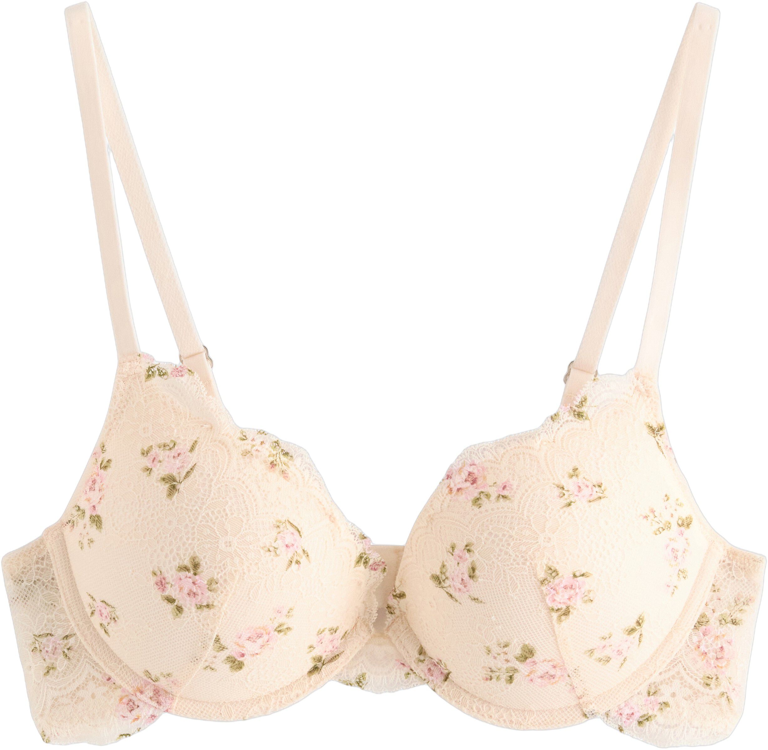 A push-up bra with lace.