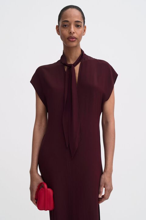 long tie-neck dress