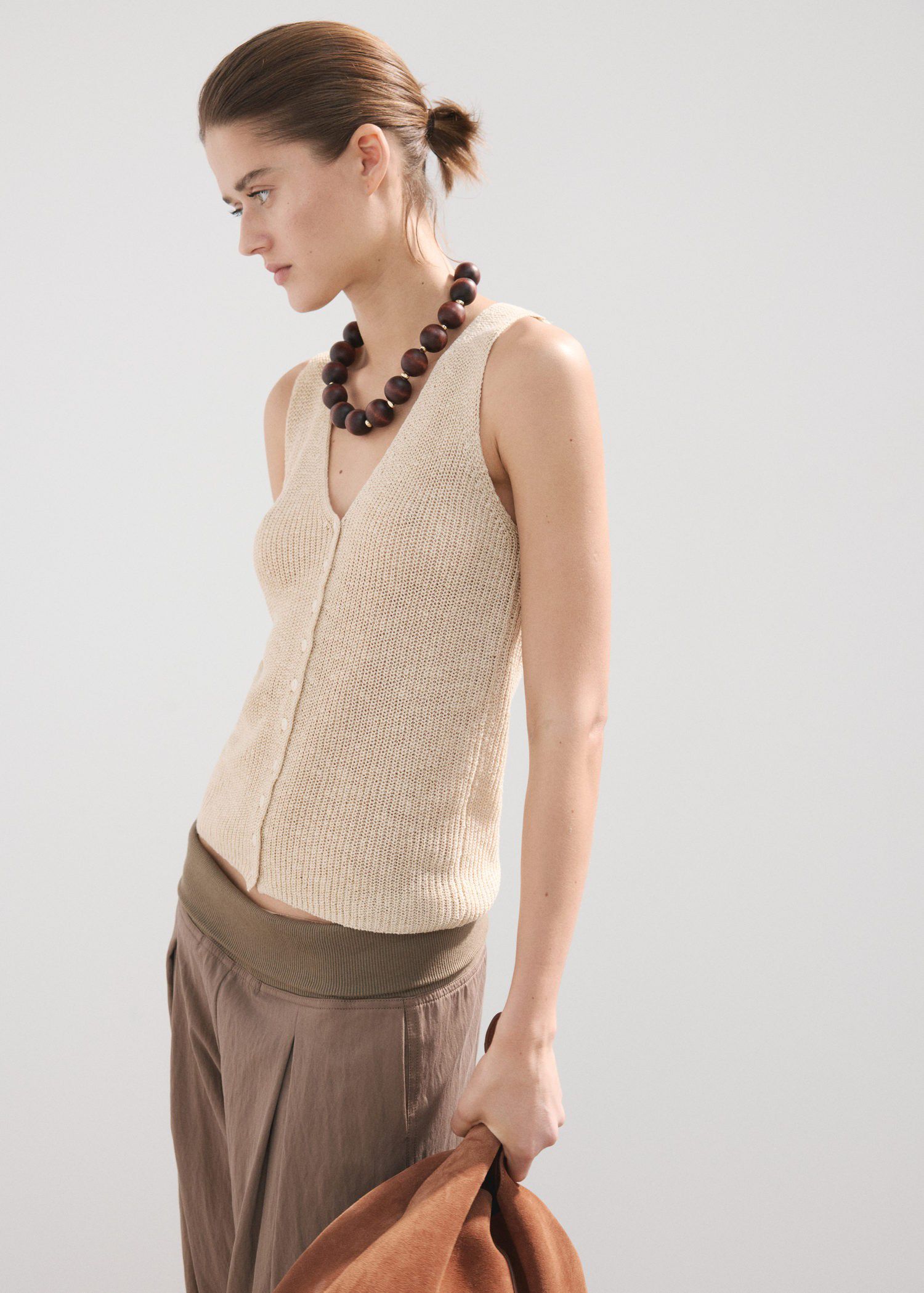 Openwork knitted waistcoat