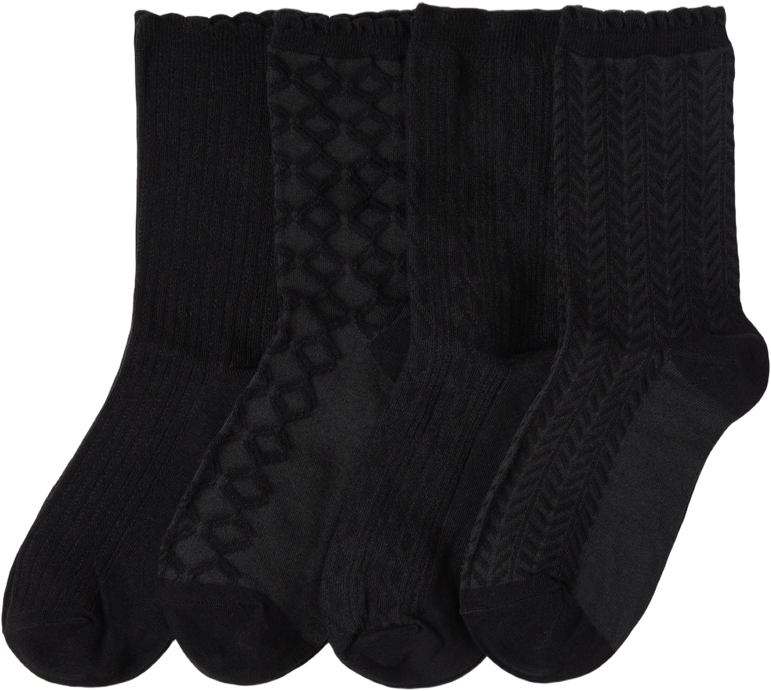 Pattern-knit socks in cotton blend.