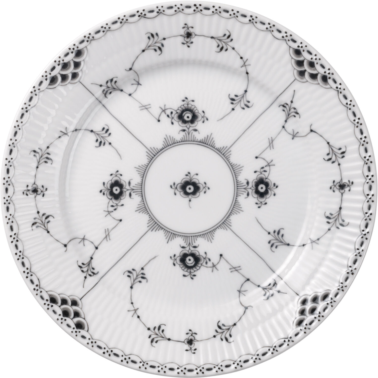 Sort Musselmalet Halvblonde Tallerken 19 cm