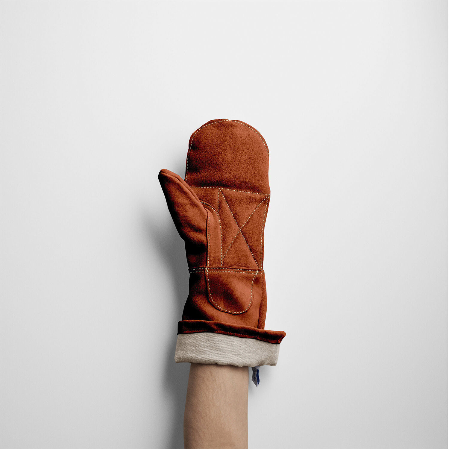 Brown - Heat Mittens - rawhide leather, with canvas