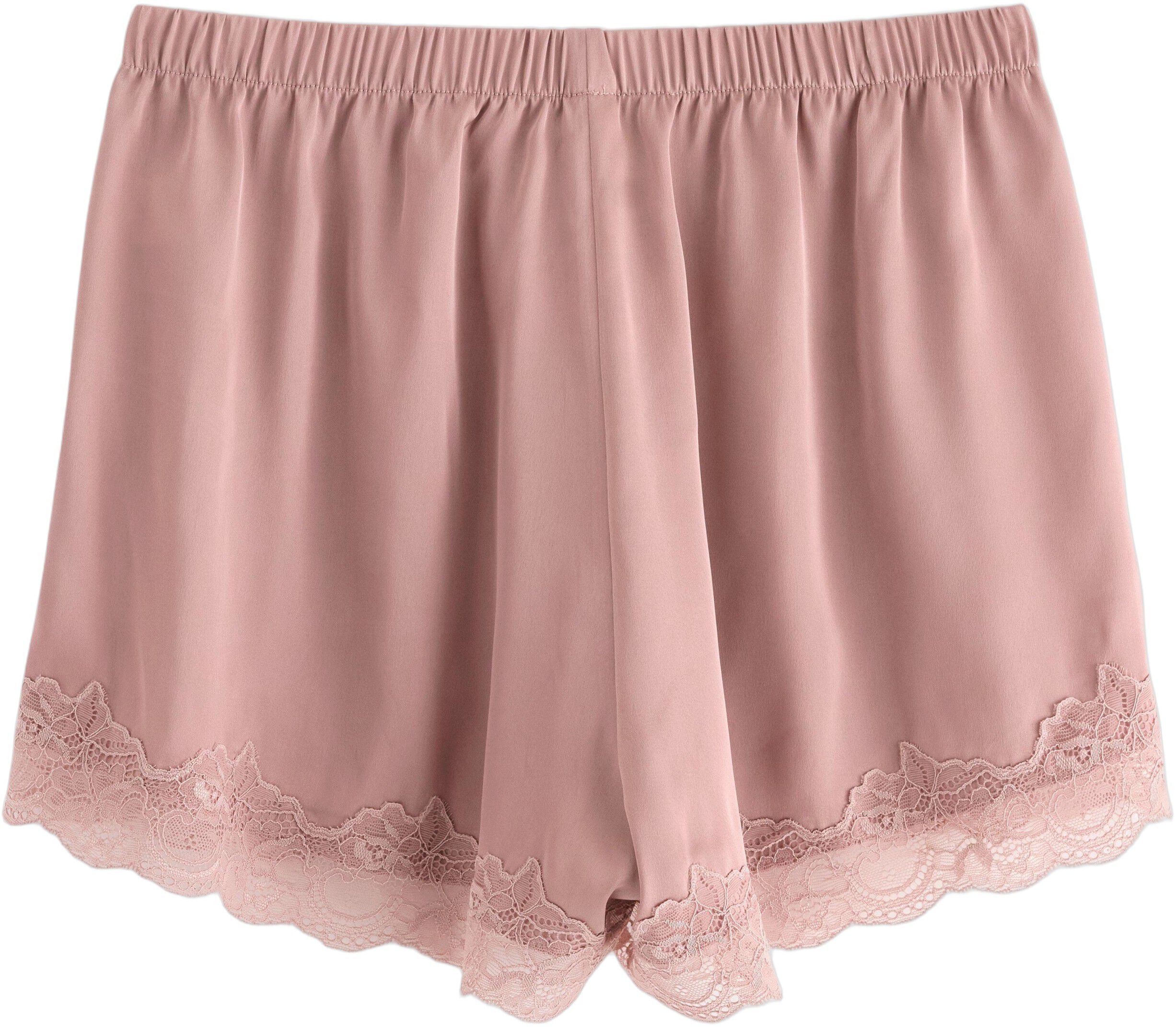 Mjuka pyjamasshorts i satin med spe