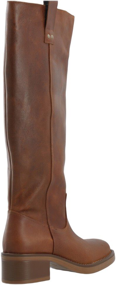 BIAMARY Knee High Pull On Boot Pull Up Leather