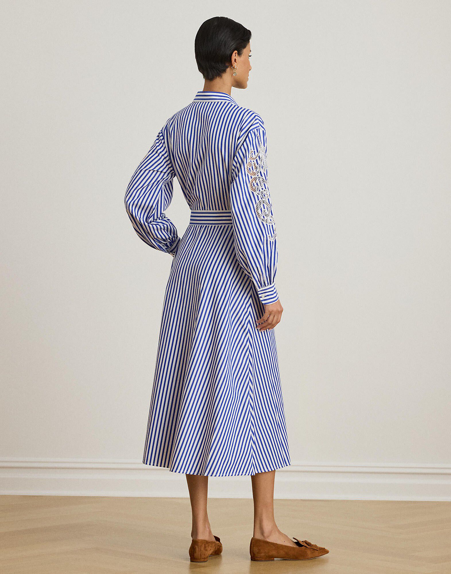 Striped Eyelet Broadcloth Shirtdress