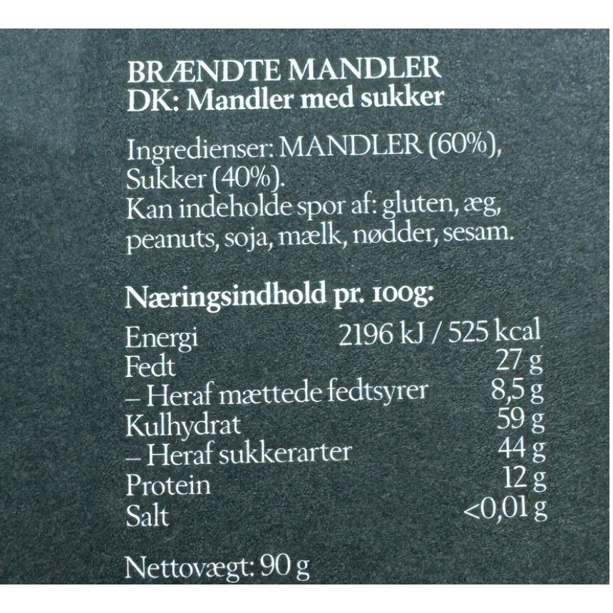 Kr&aelig;mmerhus, Br&aelig;ndte Mandler 90g