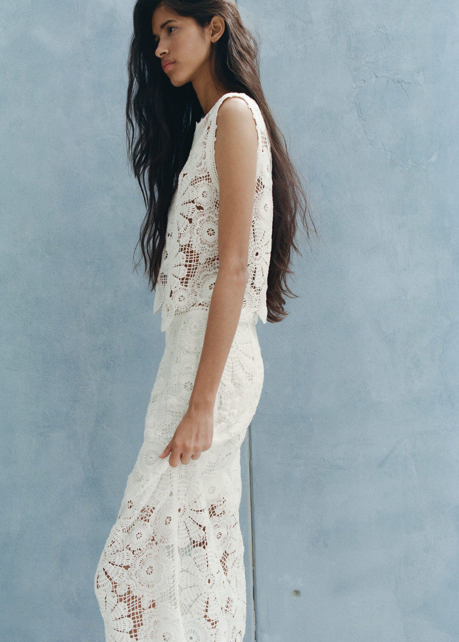 Embroidered top with openwork detai
