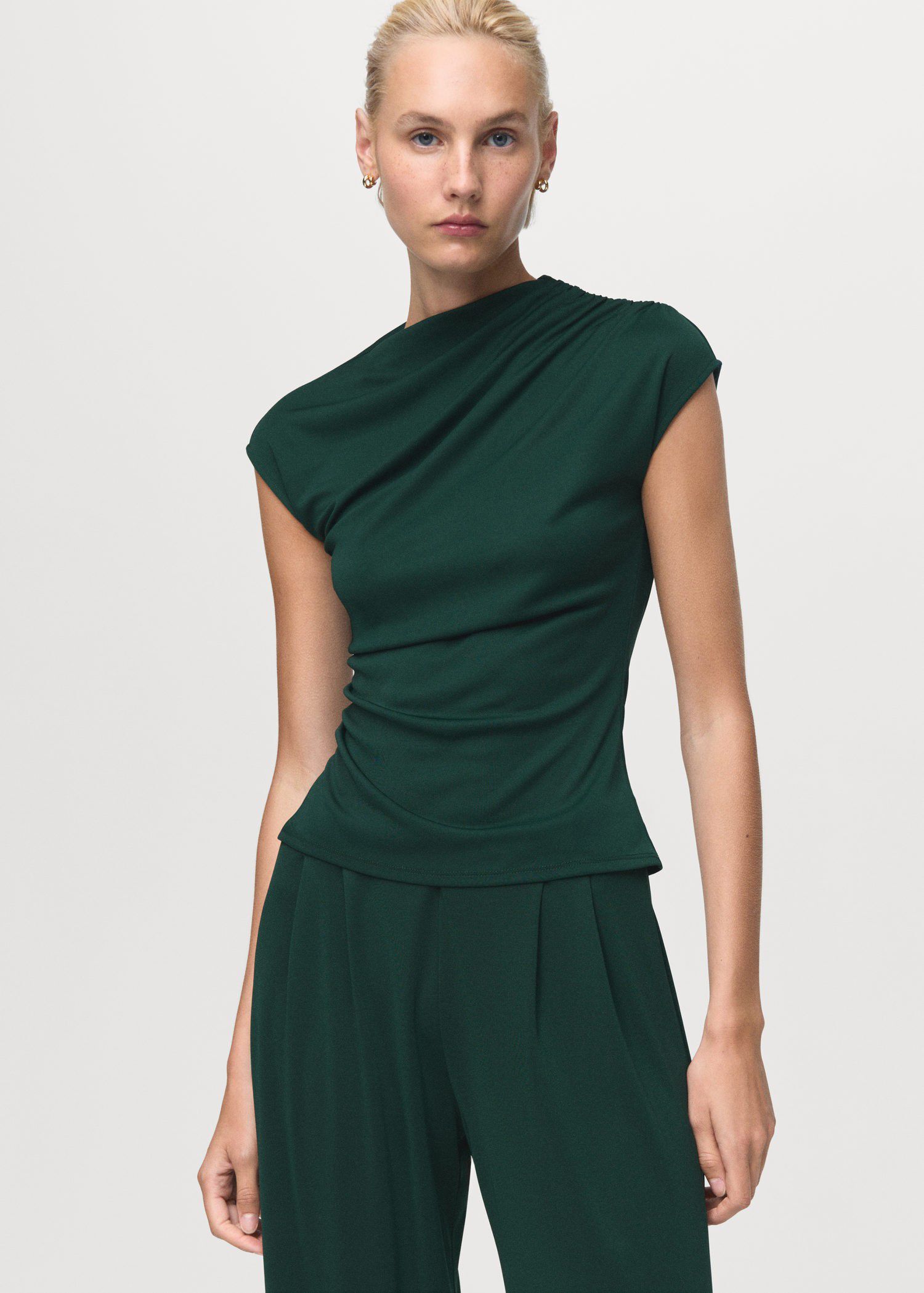 T-shirt with gathered asymmetrical