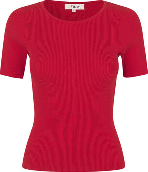 Rib knit short sleeve top