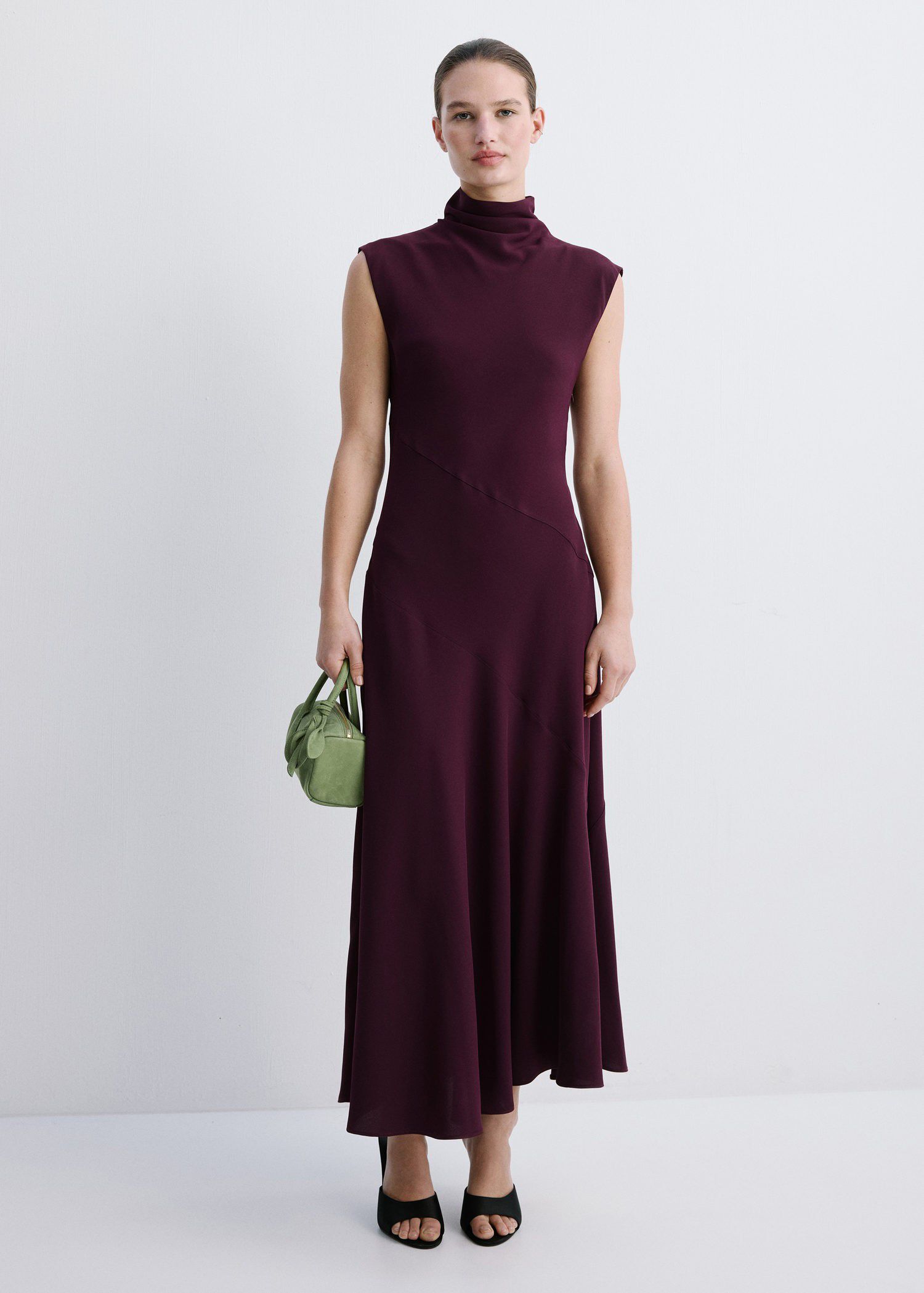 Long dress with draped neck