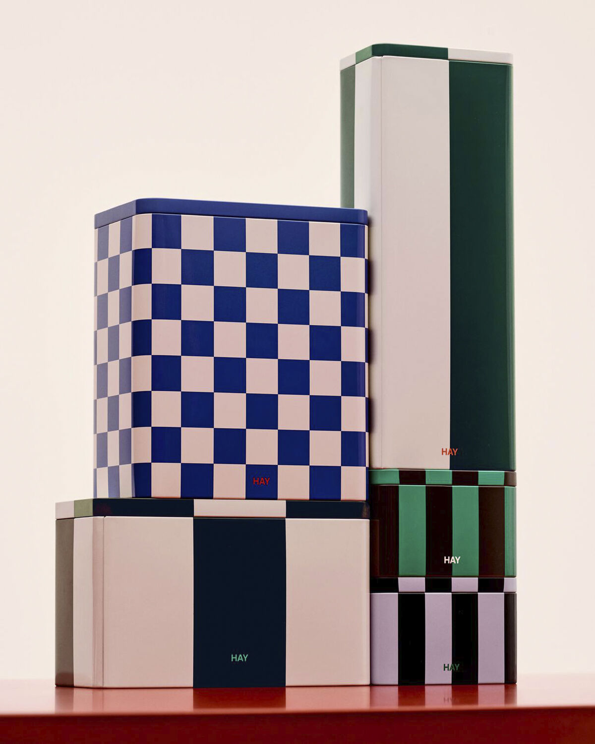 Tin Container-Large-Blue and off-wh