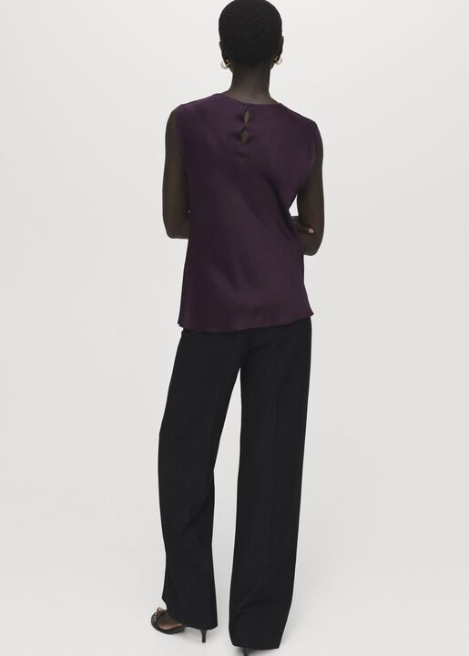 Satin blouse with draped neck