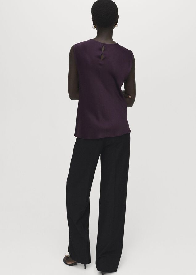 Satin blouse with draped neck