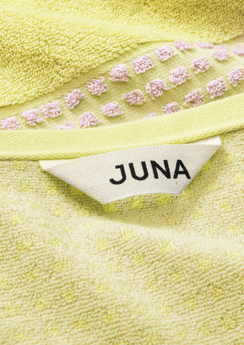 Check H&aring;ndkl&aelig;de 70x140 cm gul/pink