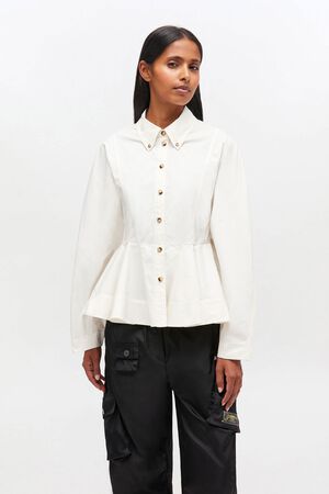 Stretch Cotton Peplum Shirt