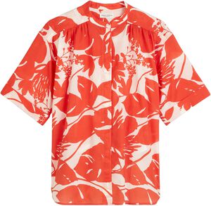 Blouse, feminine fit, stand up coll