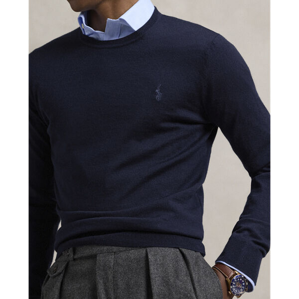 Slim Fit Washable Wool Crewneck Sweater