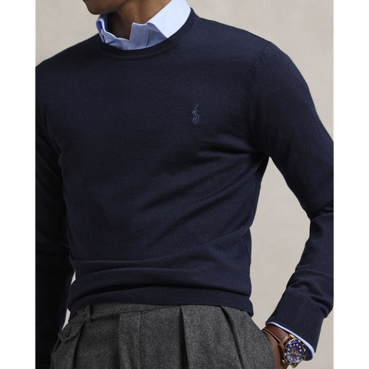 Slim Fit Washable Wool Crewneck Sweater