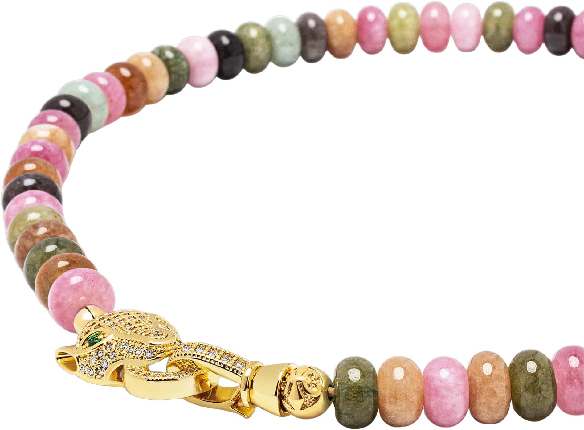 Women's Mixed Gemstone Choker with Panther Head