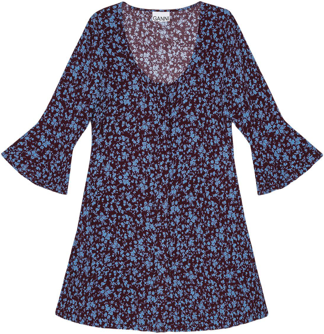 Printed Crepe U-neck Mini Dress