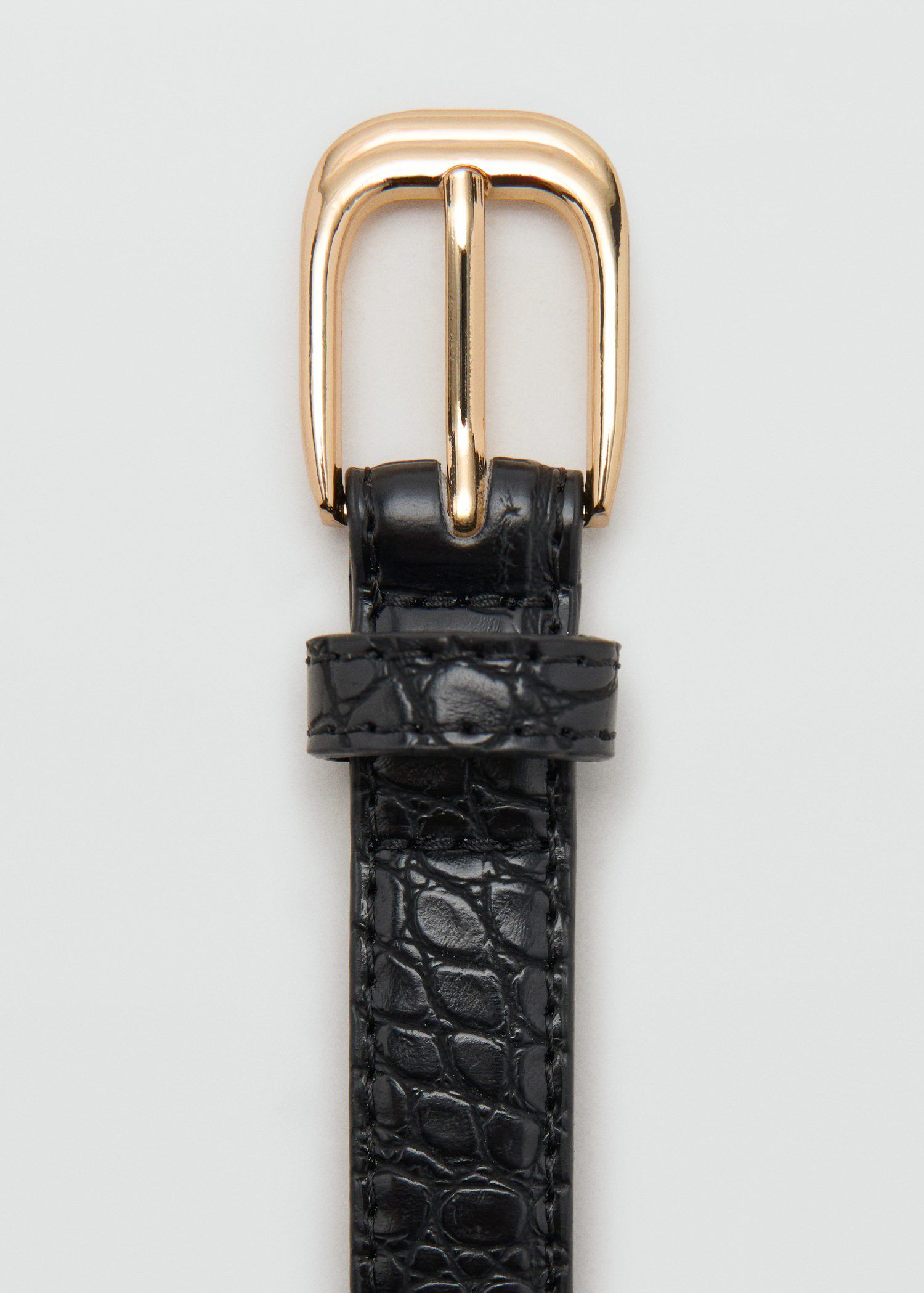 Thin faux crocodile leather belt