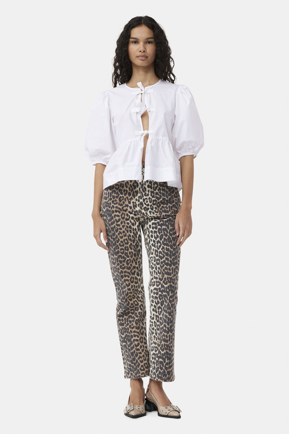 Printed Cotton Peplum Blouse