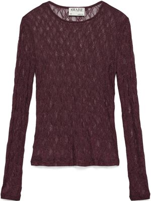 AWTESSY LS O-NECK LACE TOP NOOS