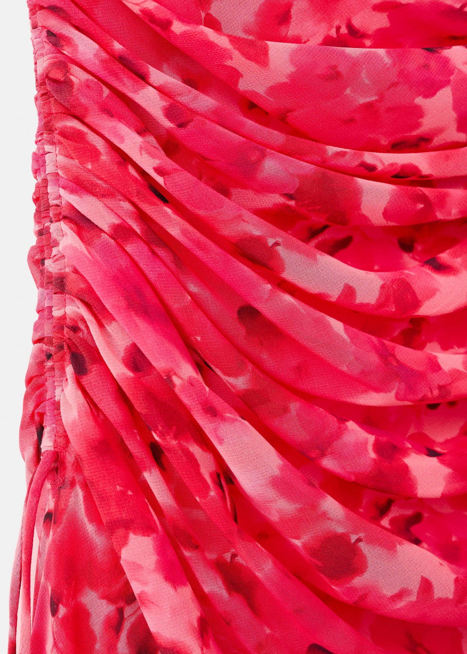 Asymmetrical floral-print dress