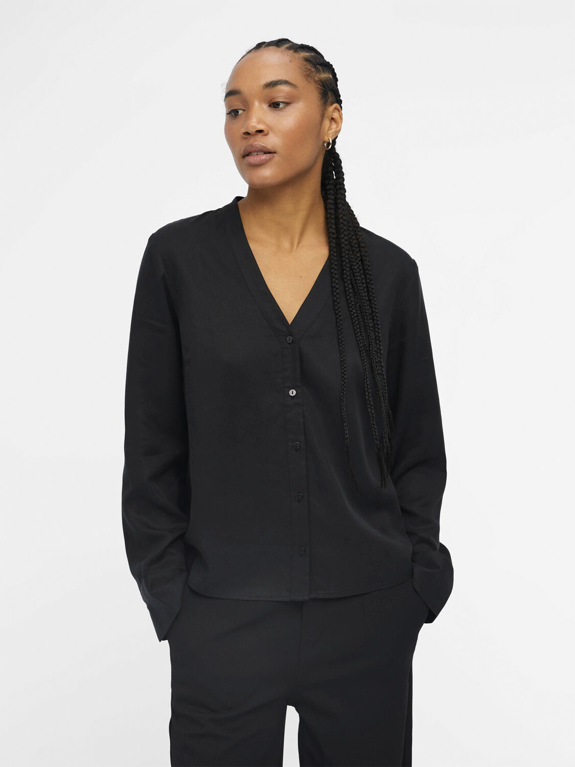 OBJTILDA L/S V-NECK SHIRT NOOS