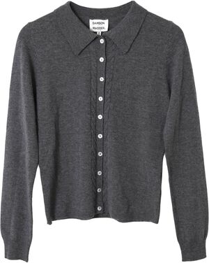VOULA FINE GAUGE CARDIGAN - CHARCOAL