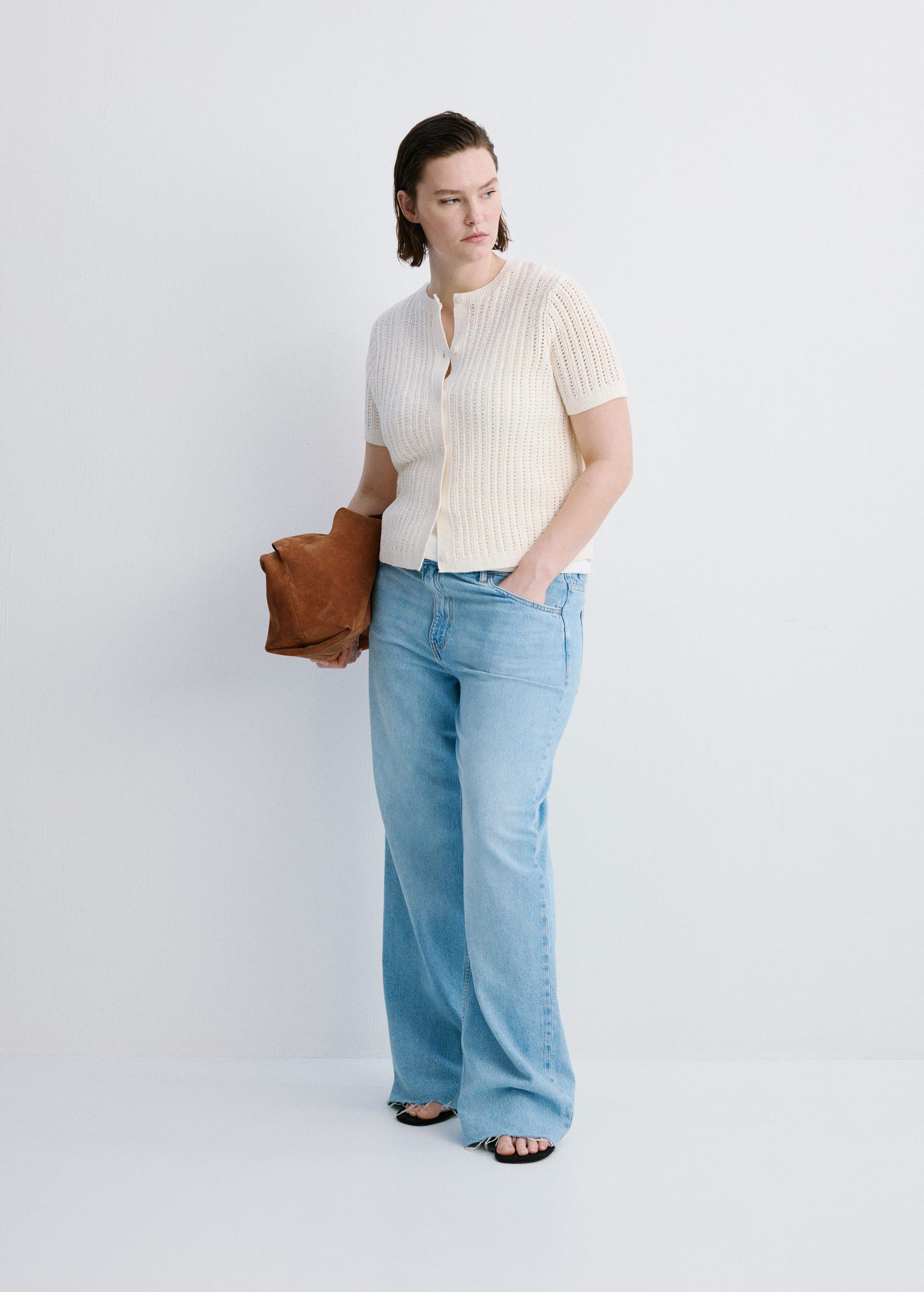 Openwork knit cardigan