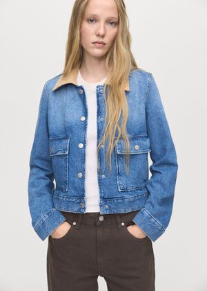 Corduroy collar denim jacket