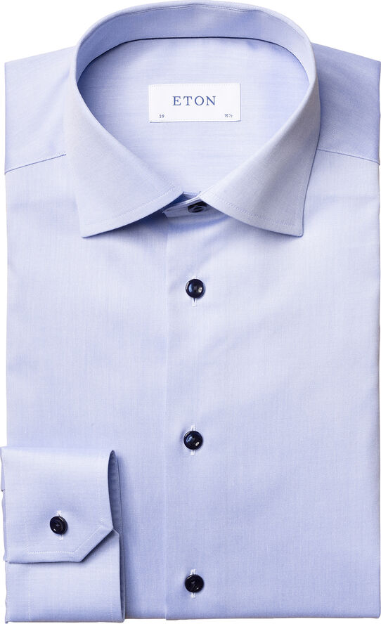 Blue twill shirt with navy details - Slim Fit