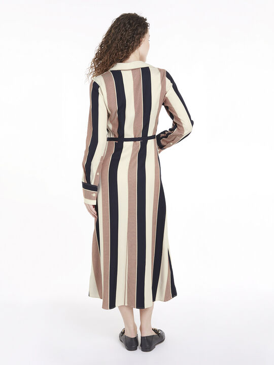 GLOBAL STP VIS DRAPED MIDI DRESS