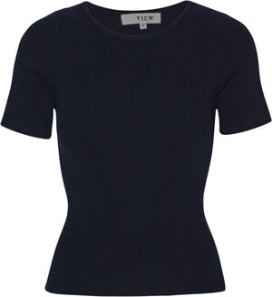 Rib knit short sleeve top
