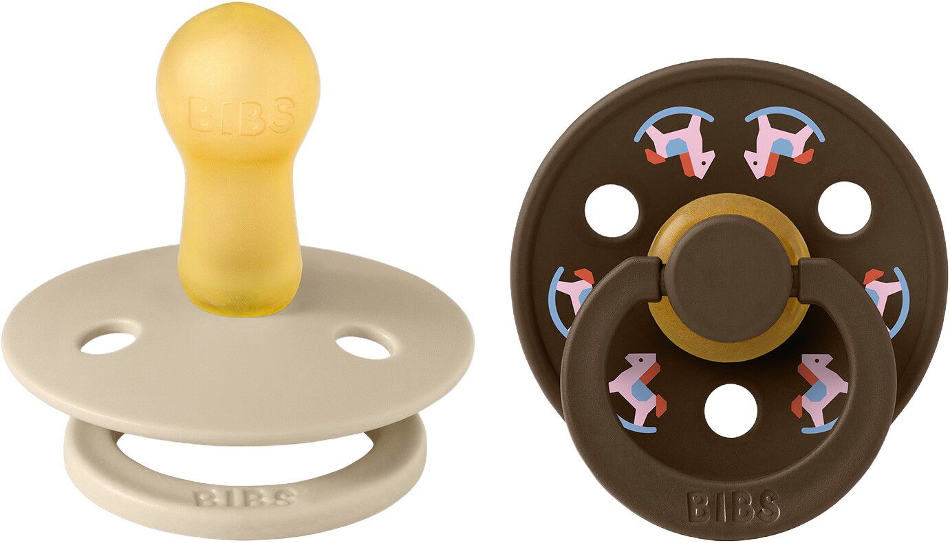 BIBS Pacifier Colour Holiday Horse 2 PACK Latex Size 2 Vanil