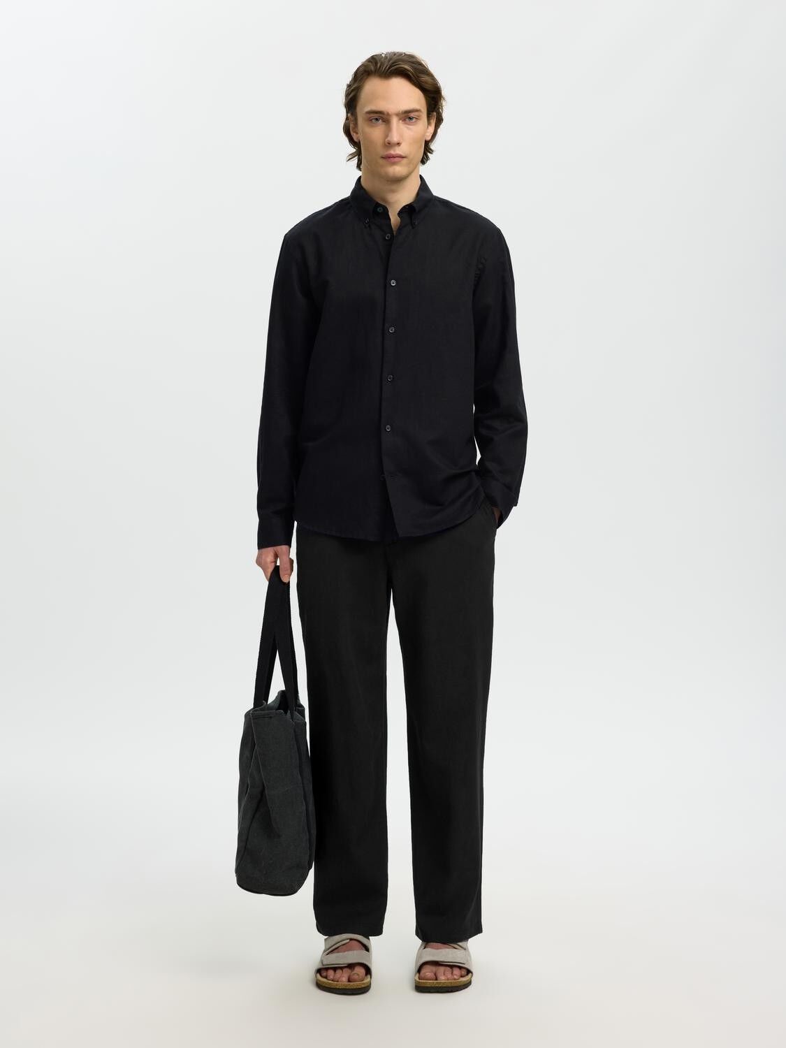 SLH220-LOOSE BRODY LINEN BLD PANT N