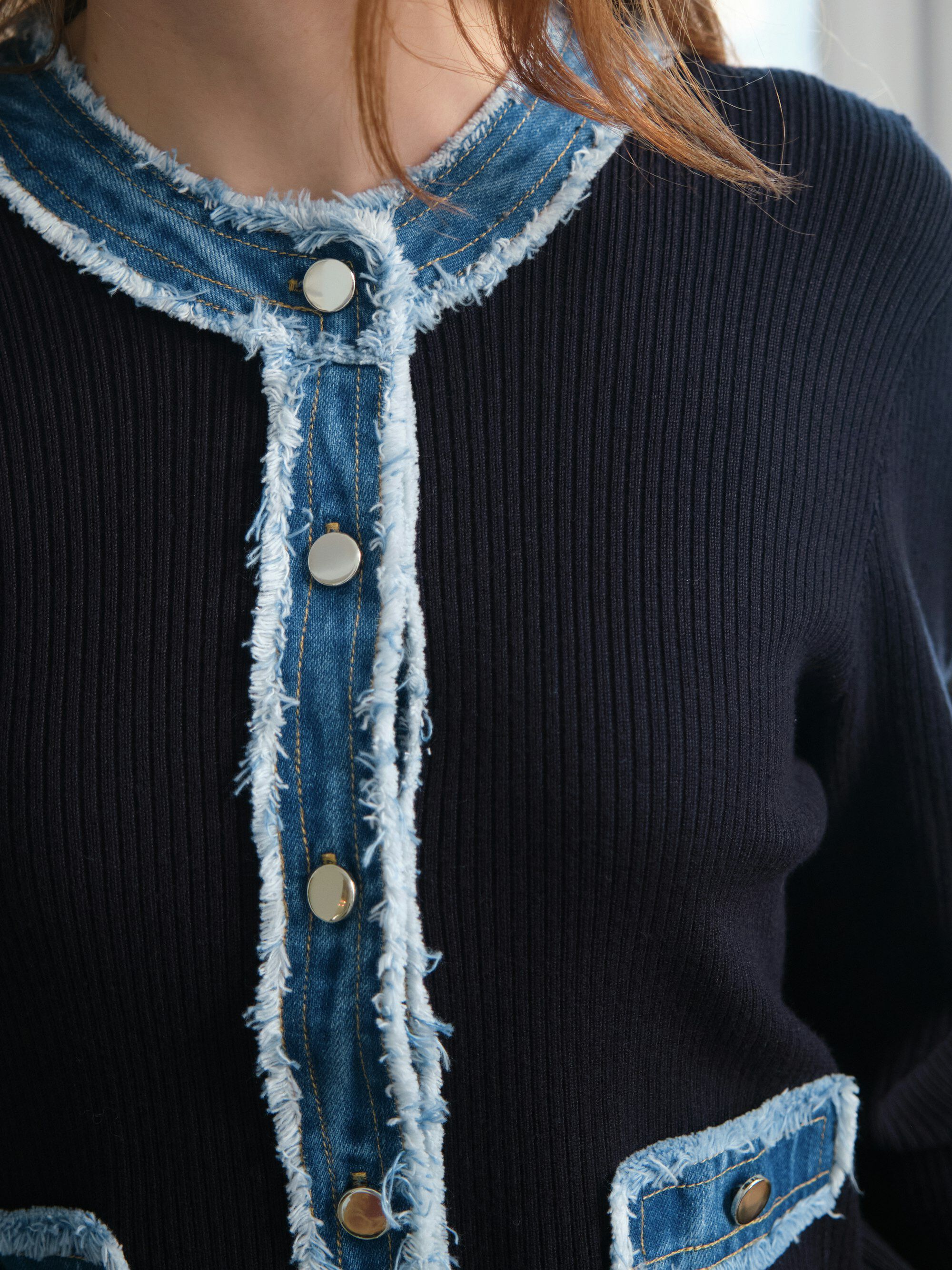 Zelma Knit Denim Cardigan