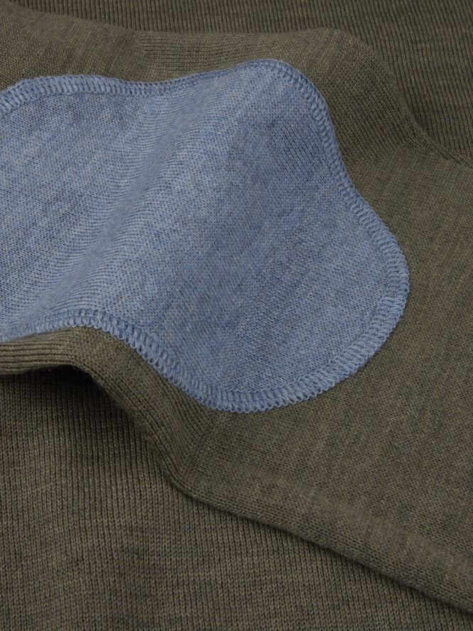 Sweater Knitted Crew Neck With Patch Merino Wool