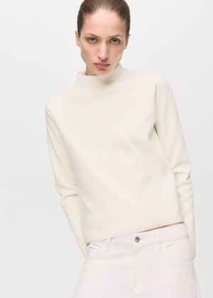Knitted sweater with perkins neck