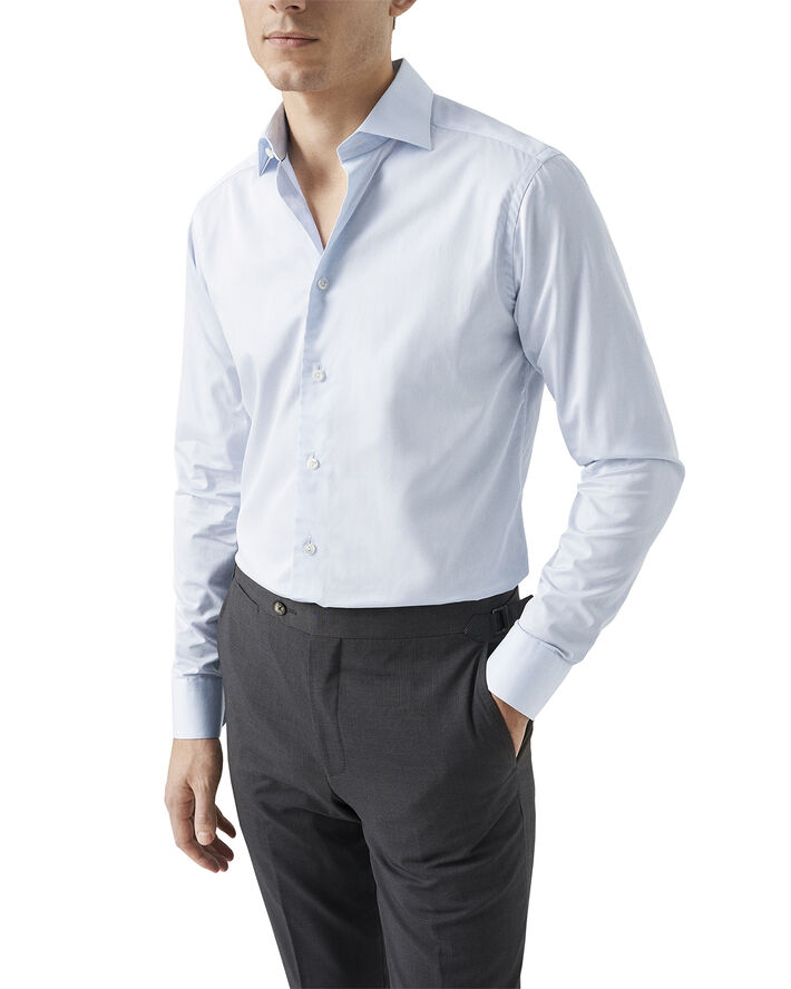 Slim Fit Light Blue Solid Elevated Twill Shirt
