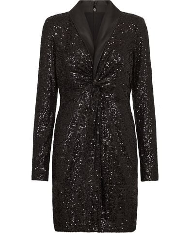 Twist-Front Sequined Cocktail Dress