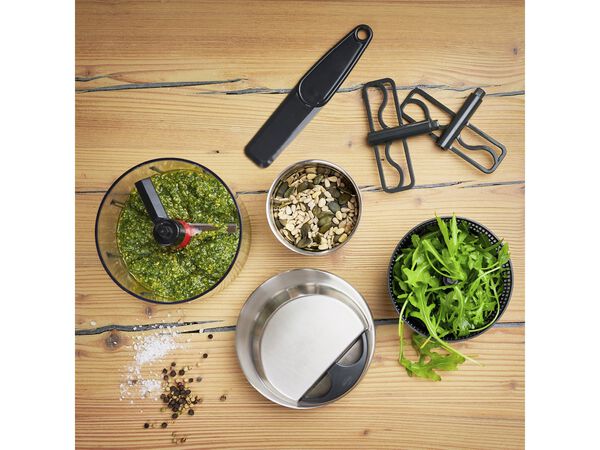 Minihakker med låg 0,6 liter 13 x 12 cm Klar/Stål/Sort