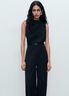 Long jumpsuit with draped neck and