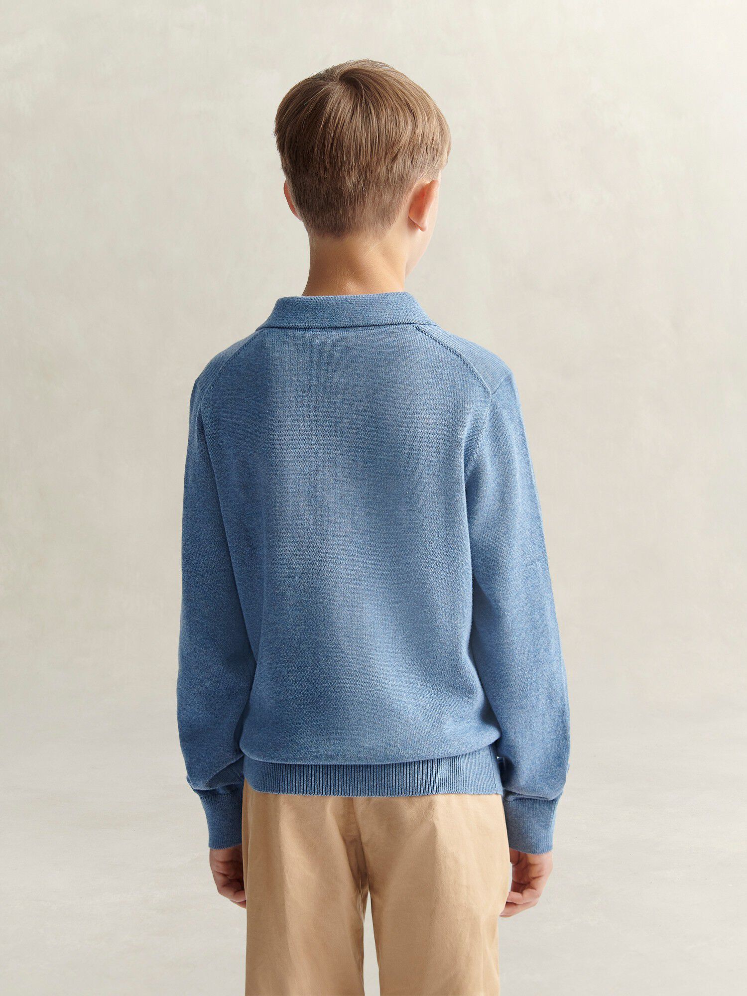 Shield Knitted V Neck Ls Polo