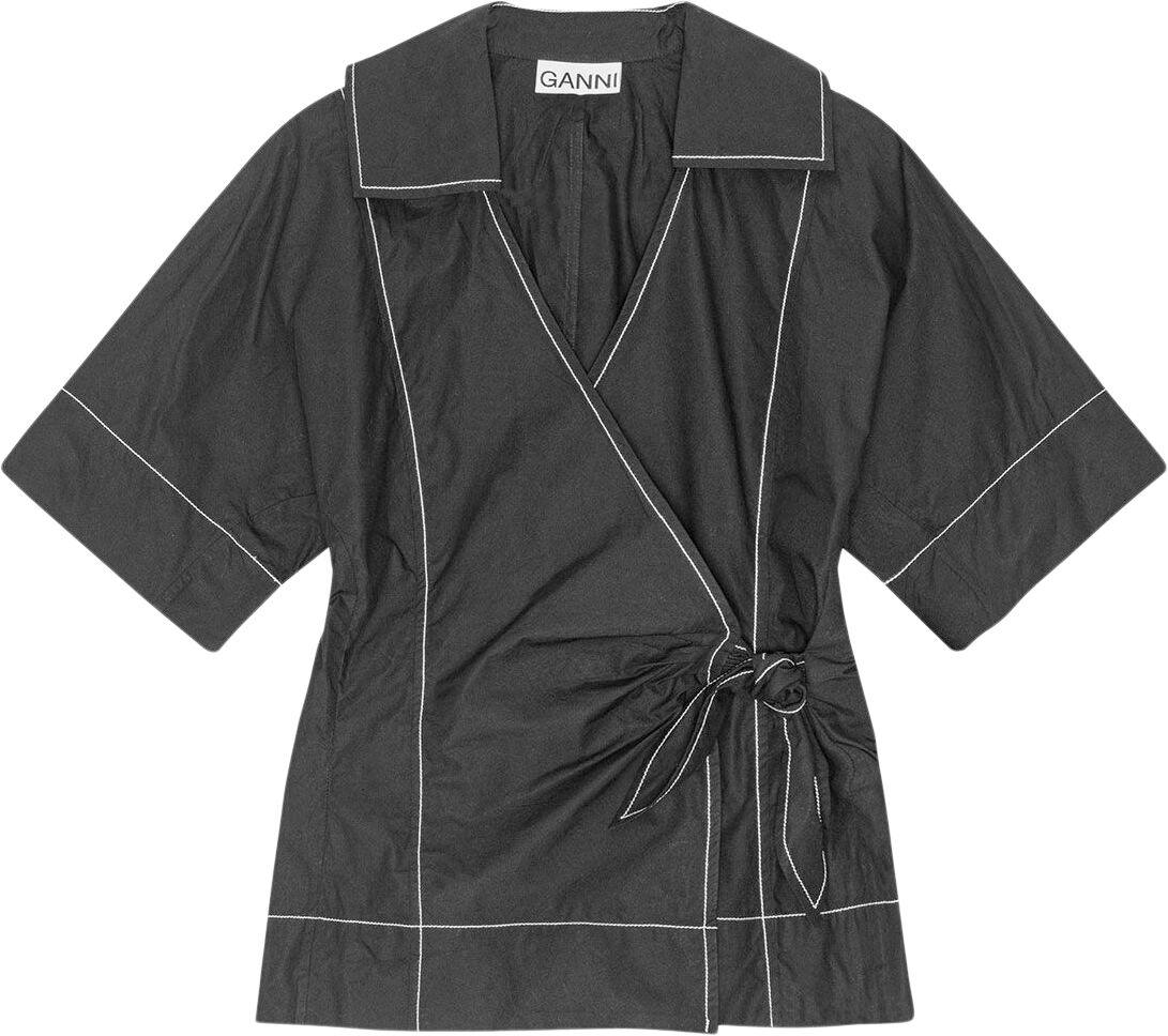 Cotton Poplin Wrap Blouse