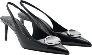 Patent leather high-heeled shoes wi