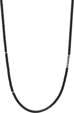 Matte Onyx Heishi Necklace with Faceted Hematite