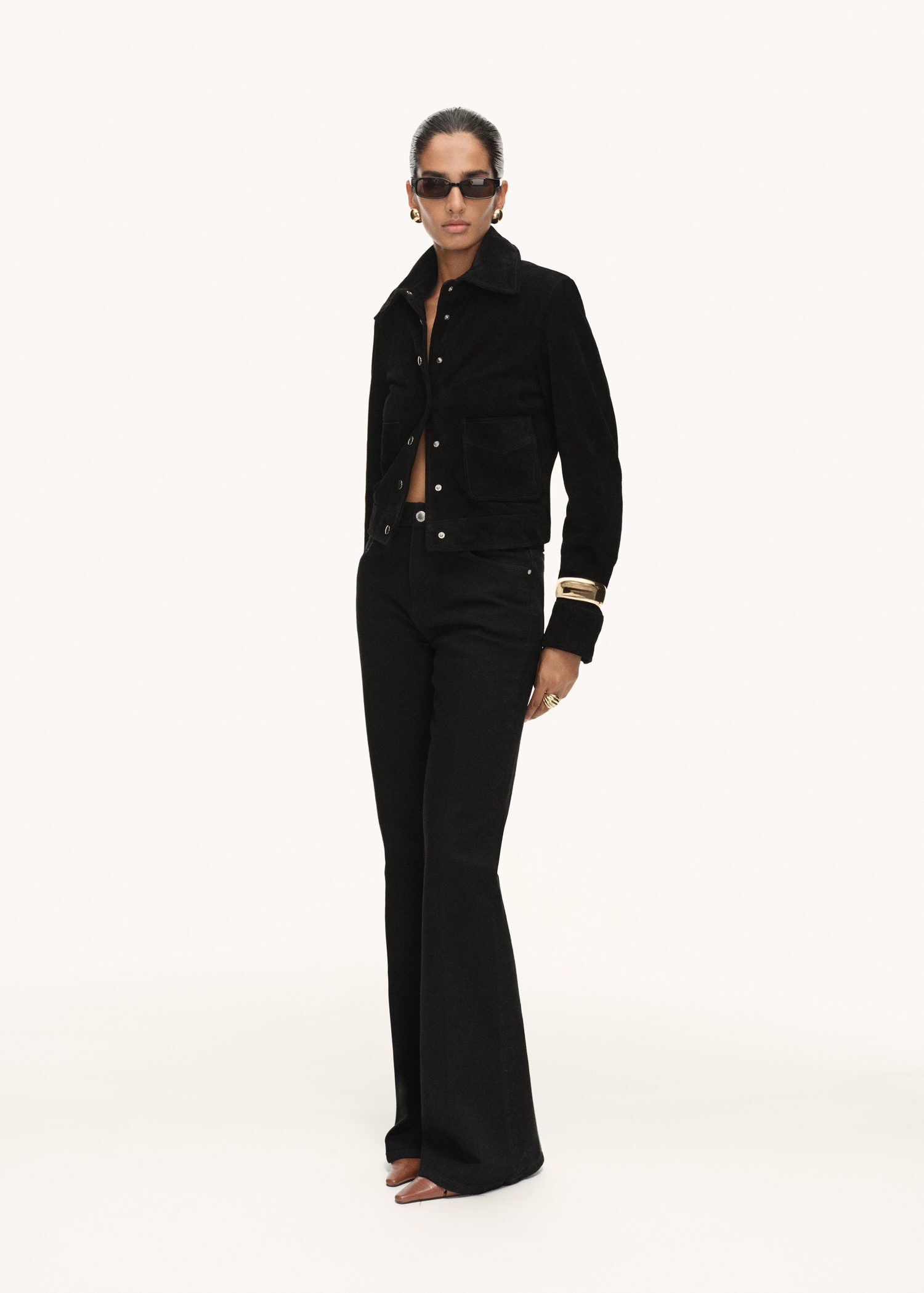 Suede leather jacket with buttons